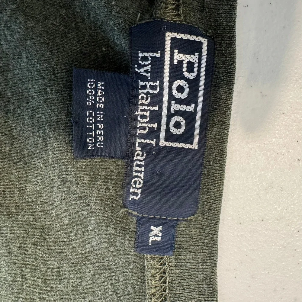 Polo Ralph Lauren Mens XL Long Sleeve T-Shirt Olive Green Cotton Crew Neck